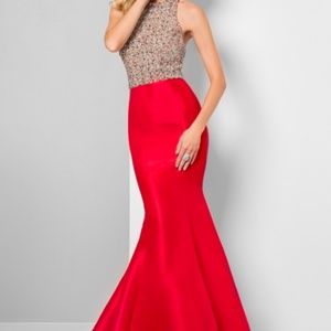 1712P2457 Terani Couture Red Gown